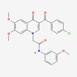 molecular formula C27H23ClN2O6 B2401719 2-[3-(4-氯苯甲酰)-6,7-二甲氧基-4-氧代喹啉-1-基]-N-(3-甲氧基苯基)乙酰胺 CAS No. 866808-42-6