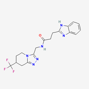 molecular formula C18H19F3N6O B2401721 3-(1H-苯并[d]咪唑-2-基)-N-((7-(三氟甲基)-5,6,7,8-四氢-[1,2,4]三唑并[4,3-a]吡啶-3-基)甲基)丙酰胺 CAS No. 2034381-91-2