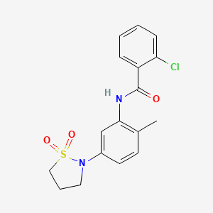 molecular formula C17H17ClN2O3S B2401724 2-chloro-N-(5-(1,1-dioxidoisothiazolidin-2-yl)-2-methylphenyl)benzamide CAS No. 941886-48-2
