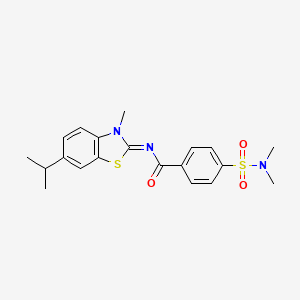 molecular formula C20H23N3O3S2 B2401737 (E)-4-(N,N-二甲基氨磺酰基)-N-(6-异丙基-3-甲基苯并[d]噻唑-2(3H)-亚甲基)苯甲酰胺 CAS No. 1321840-88-3