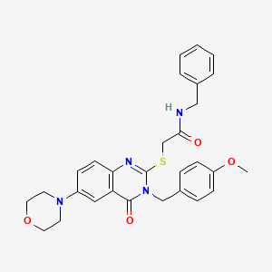 molecular formula C29H30N4O4S B2401742 N-苄基-2-[3-[(4-甲氧基苯基)甲基]-6-吗啉-4-基-4-氧代喹唑啉-2-基]硫代乙酰胺 CAS No. 689771-26-4