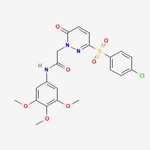 molecular formula C21H20ClN3O7S B2401749 2-(3-((4-氯苯基)磺酰基)-6-氧代吡哒嗪-1(6H)-基)-N-(3,4,5-三甲氧基苯基)乙酰胺 CAS No. 1251573-33-7