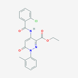 molecular formula C21H18ClN3O4 B2401753 4-(2-氯苯甲酰胺基)-6-氧代-1-(邻甲苯基)-1,6-二氢吡哒嗪-3-羧酸乙酯 CAS No. 942009-88-3