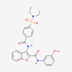 molecular formula C27H27N3O6S B2401759 3-(4-(N,N-diethylsulfamoyl)benzamido)-N-(3-methoxyphenyl)benzofuran-2-carboxamide CAS No. 887895-72-9