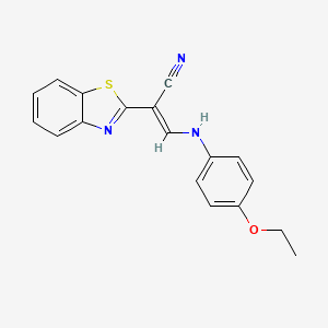 molecular formula C18H15N3OS B2401780 (2E)-2-(1,3-苯并噻唑-2-基)-3-[(4-乙氧基苯基)氨基]丙-2-烯腈 CAS No. 637748-73-3