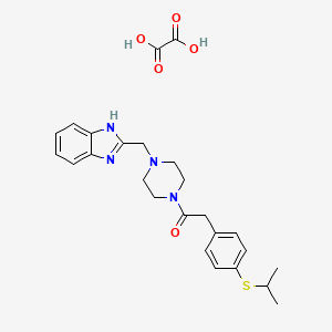 molecular formula C25H30N4O5S B2401786 1-(4-((1H-苯并[d]咪唑-2-基)甲基)哌嗪-1-基)-2-(4-(异丙硫代)苯基)乙酮草酸盐 CAS No. 1351612-68-4