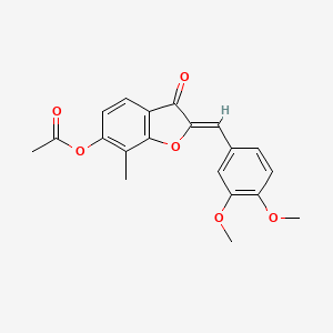molecular formula C20H18O6 B2401796 (Z)-2-(3,4-二甲氧基亚苄基)-7-甲基-3-氧代-2,3-二氢苯并呋喃-6-基乙酸酯 CAS No. 859664-95-2