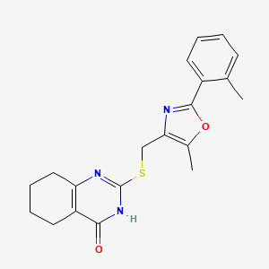 B2401803 2-(((5-Methyl-2-(o-tolyl)oxazol-4-yl)methyl)thio)-5,6,7,8-tetrahydroquinazolin-4-ol CAS No. 902444-54-6