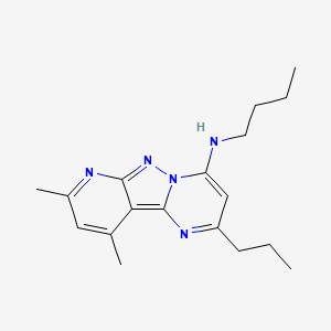 molecular formula C18H25N5 B2401807 N-丁基-8,10-二甲基-2-丙基吡啶并[2',3':3,4]吡唑并[1,5-a]嘧啶-4-胺 CAS No. 890623-37-7