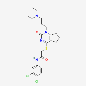 B2401813 N-(3,4-dichlorophenyl)-2-((1-(3-(diethylamino)propyl)-2-oxo-2,5,6,7-tetrahydro-1H-cyclopenta[d]pyrimidin-4-yl)thio)acetamide CAS No. 898434-87-2