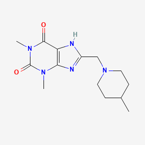 B2401814 1,3-Dimethyl-8-[(4-methylpiperidyl)methyl]-1,3,7-trihydropurine-2,6-dione CAS No. 797028-21-8