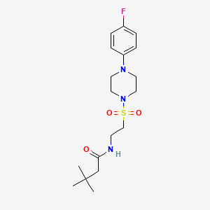 molecular formula C18H28FN3O3S B2401838 N-(2-((4-(4-fluorophenyl)piperazin-1-yl)sulfonyl)ethyl)-3,3-dimethylbutanamide CAS No. 897618-44-9