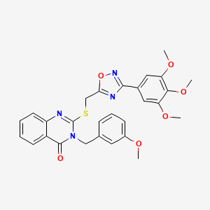 molecular formula C28H26N4O6S B2401842 3-(3-methoxybenzyl)-2-(((3-(3,4,5-trimethoxyphenyl)-1,2,4-oxadiazol-5-yl)methyl)thio)quinazolin-4(3H)-one CAS No. 2034370-28-8