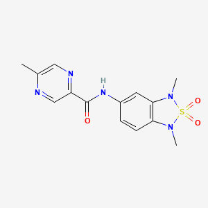 molecular formula C14H15N5O3S B2401847 N-(1,3-dimethyl-2,2-dioxido-1,3-dihydrobenzo[c][1,2,5]thiadiazol-5-yl)-5-methylpyrazine-2-carboxamide CAS No. 2034338-08-2