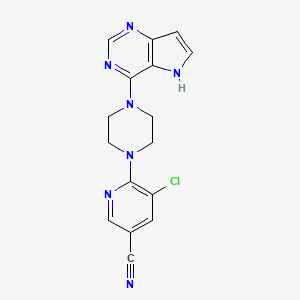 molecular formula C16H14ClN7 B2401868 5-氯-6-[4-(5H-吡咯并[3,2-d]嘧啶-4-基)哌嗪-1-基]吡啶-3-腈 CAS No. 2380176-12-3