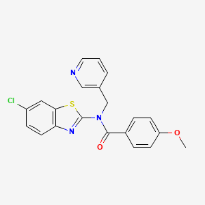 molecular formula C21H16ClN3O2S B2401875 N-(6-氯苯并[d]噻唑-2-基)-4-甲氧基-N-(吡啶-3-基甲基)苯甲酰胺 CAS No. 895021-98-4