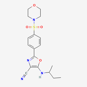 molecular formula C18H22N4O4S B2401888 5-(仲丁氨基)-2-(4-(吗啉磺酰基)苯基)恶唑-4-腈 CAS No. 941244-14-0