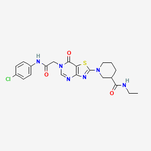B2401889 1-(6-(2-((4-chlorophenyl)amino)-2-oxoethyl)-7-oxo-6,7-dihydrothiazolo[4,5-d]pyrimidin-2-yl)-N-ethylpiperidine-3-carboxamide CAS No. 1115868-11-5