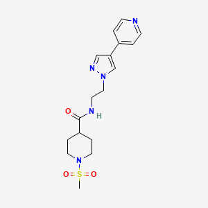 B2401891 1-methanesulfonyl-N-{2-[4-(pyridin-4-yl)-1H-pyrazol-1-yl]ethyl}piperidine-4-carboxamide CAS No. 2034353-87-0