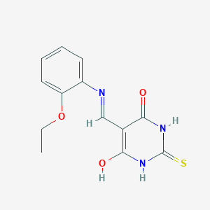 molecular formula C13H13N3O3S B2401892 5-(((2-Ethoxyphenyl)amino)methylen)-2-thioxodihydropyrimidin-4,6(1H,5H)-dion CAS No. 1021228-63-6