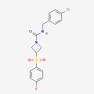 molecular formula C17H16ClFN2O3S B2401893 N-(4-chlorobenzyl)-3-((4-fluorophenyl)sulfonyl)azetidine-1-carboxamide CAS No. 1795491-71-2