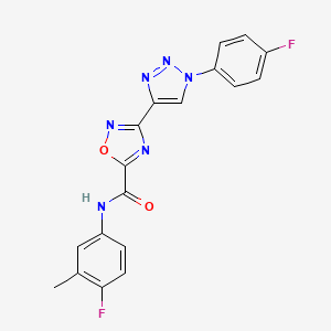 molecular formula C18H12F2N6O2 B2401912 N~5~-(4-fluoro-3-methylphenyl)-3-[1-(4-fluorophenyl)-1H-1,2,3-triazol-4-yl]-1,2,4-oxadiazole-5-carboxamide CAS No. 1251690-11-5