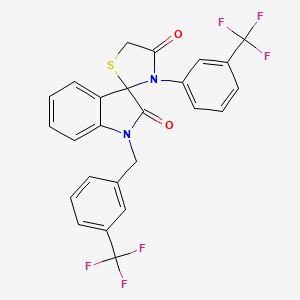 molecular formula C25H16F6N2O2S B2401987 Spiro 3-[1-(3-triflouromethyl)benzyl oxindyl]-2'-[3'-(3-triflouromethylphenyl)thiazolidin-4-one] CAS No. 865660-60-2