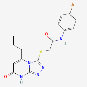 molecular formula C16H16BrN5O2S B2401992 N-(4-bromophenyl)-2-((7-oxo-5-propyl-7,8-dihydro-[1,2,4]triazolo[4,3-a]pyrimidin-3-yl)thio)acetamide CAS No. 891126-35-5