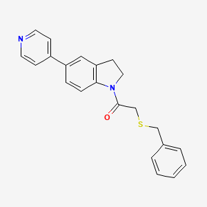 molecular formula C22H20N2OS B2402005 2-(Benzylthio)-1-(5-(pyridin-4-yl)indolin-1-yl)ethanone CAS No. 2034523-13-0