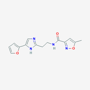 molecular formula C14H14N4O3 B2402007 N-(2-(4-(furan-2-yl)-1H-imidazol-2-yl)ethyl)-5-methylisoxazole-3-carboxamide CAS No. 1421506-74-2