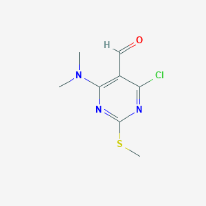 molecular formula C8H10ClN3OS B2402008 4-Chloro-6-(dimethylamino)-2-(methylthio)pyrimidine-5-carbaldehyde CAS No. 445040-58-4