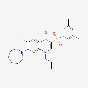 molecular formula C26H31FN2O3S B2402011 7-azepan-1-yl-3-[(3,5-dimethylphenyl)sulfonyl]-6-fluoro-1-propylquinolin-4(1H)-one CAS No. 931330-11-9
