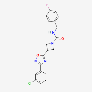 molecular formula C19H16ClFN4O2 B2402013 3-(3-(3-chlorophenyl)-1,2,4-oxadiazol-5-yl)-N-(4-fluorobenzyl)azetidine-1-carboxamide CAS No. 1351632-35-3