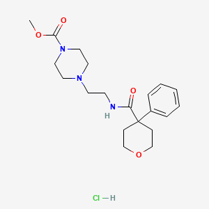 molecular formula C20H30ClN3O4 B2402016 methyl 4-(2-(4-phenyltetrahydro-2H-pyran-4-carboxamido)ethyl)piperazine-1-carboxylate hydrochloride CAS No. 1351600-94-6