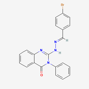 molecular formula C21H15BrN4O B2402024 (E)-2-(2-(4-bromobenzylidene)hydrazinyl)-3-phenylquinazolin-4(3H)-one CAS No. 304446-57-9