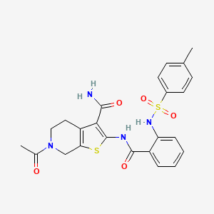 molecular formula C24H24N4O5S2 B2402025 6-acetyl-2-[[2-[(4-methylphenyl)sulfonylamino]benzoyl]amino]-5,7-dihydro-4H-thieno[2,3-c]pyridine-3-carboxamide CAS No. 864927-94-6