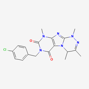 molecular formula C18H19ClN6O2 B2402070 7-[(4-chlorophenyl)methyl]-1,3,4,9-tetramethyl-5,7,9-trihydro-4H-1,2,4-triazin o[4,3-h]purine-6,8-dione CAS No. 919008-21-2