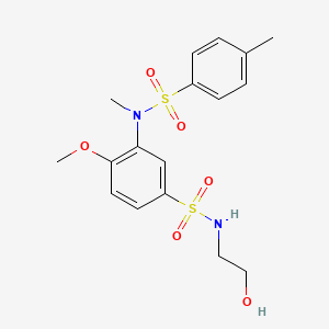 molecular formula C17H22N2O6S2 B2402078 N-(2-羟乙基)-4-甲氧基-3-[甲基-(4-甲苯基)磺酰氨基]苯磺酰胺 CAS No. 867042-58-8
