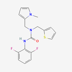 molecular formula C18H17F2N3OS B2402083 3-(2,6-二氟苯基)-1-((1-甲基-1H-吡咯-2-基)甲基)-1-(噻吩-2-基甲基)脲 CAS No. 1257548-21-2