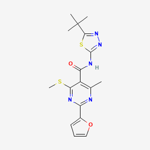 molecular formula C17H19N5O2S2 B2402104 N-(5-tert-butyl-1,3,4-thiadiazol-2-yl)-2-(furan-2-yl)-4-methyl-6-(methylsulfanyl)pyrimidine-5-carboxamide CAS No. 1376379-14-4