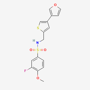molecular formula C16H14FNO4S2 B2402131 3-Fluoro-N-[[4-(furan-3-yl)thiophen-2-yl]methyl]-4-methoxybenzenesulfonamide CAS No. 2380034-55-7