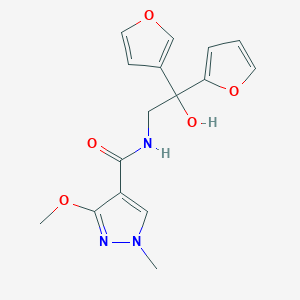 molecular formula C16H17N3O5 B2402140 N-(2-(furan-2-yl)-2-(furan-3-yl)-2-hydroxyethyl)-3-methoxy-1-methyl-1H-pyrazole-4-carboxamide CAS No. 2034338-22-0