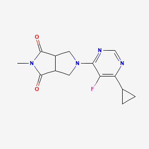 molecular formula C14H15FN4O2 B2402144 5-(6-Cyclopropyl-5-fluoropyrimidin-4-yl)-2-methyl-3a,4,6,6a-tetrahydropyrrolo[3,4-c]pyrrole-1,3-dione CAS No. 2415473-13-9