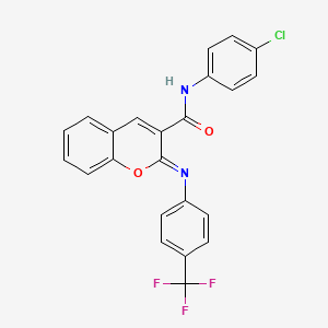 molecular formula C23H14ClF3N2O2 B2402151 (2Z)-N-(4-chlorophenyl)-2-{[4-(trifluoromethyl)phenyl]imino}-2H-chromene-3-carboxamide CAS No. 1327177-92-3