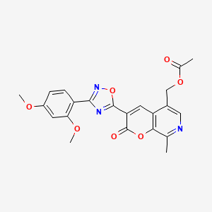 molecular formula C22H19N3O7 B2402156 (3-(3-(2,4-dimethoxyphenyl)-1,2,4-oxadiazol-5-yl)-8-methyl-2-oxo-2H-pyrano[2,3-c]pyridin-5-yl)methyl acetate CAS No. 1185067-60-0