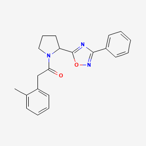 molecular formula C21H21N3O2 B2402157 5-{1-[(2-Methylphenyl)acetyl]pyrrolidin-2-yl}-3-phenyl-1,2,4-oxadiazole CAS No. 1790669-76-9