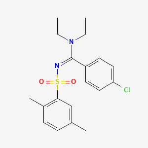 molecular formula C19H23ClN2O2S B2402159 (E)-4-chloro-N'-((2,5-dimethylphenyl)sulfonyl)-N,N-diethylbenzimidamide CAS No. 17260-46-7
