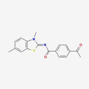 molecular formula C18H16N2O2S B2402189 4-acetyl-N-(3,6-dimethyl-1,3-benzothiazol-2-ylidene)benzamide CAS No. 477511-54-9