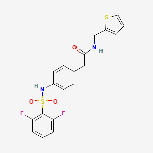 molecular formula C19H16F2N2O3S2 B2402191 2-(4-(2,6-difluorophenylsulfonamido)phenyl)-N-(thiophen-2-ylmethyl)acetamide CAS No. 1207028-95-2
