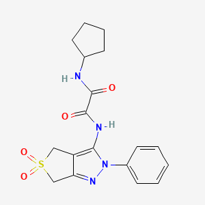 molecular formula C18H20N4O4S B2402196 N1-环戊基-N2-(5,5-二氧化-2-苯基-4,6-二氢-2H-噻吩并[3,4-c]吡唑-3-基)草酰胺 CAS No. 899961-38-7